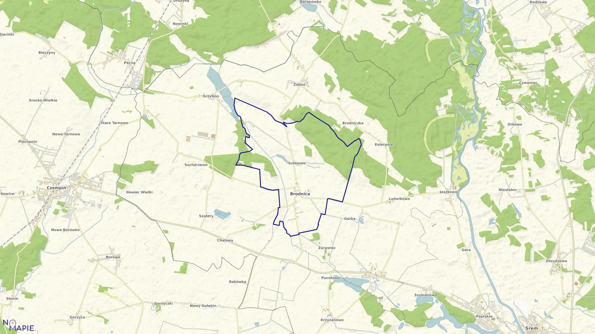 Mapa obrębu BRODNICA w gminie Brodnica