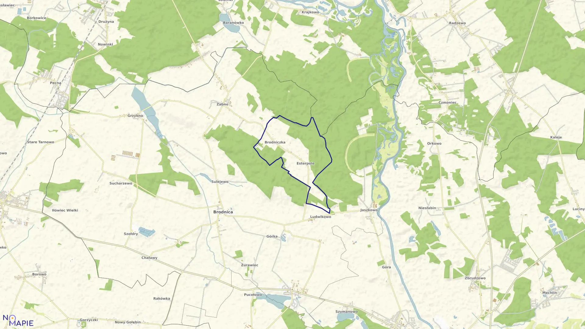 Mapa obrębu ESTERPOLE w gminie Brodnica