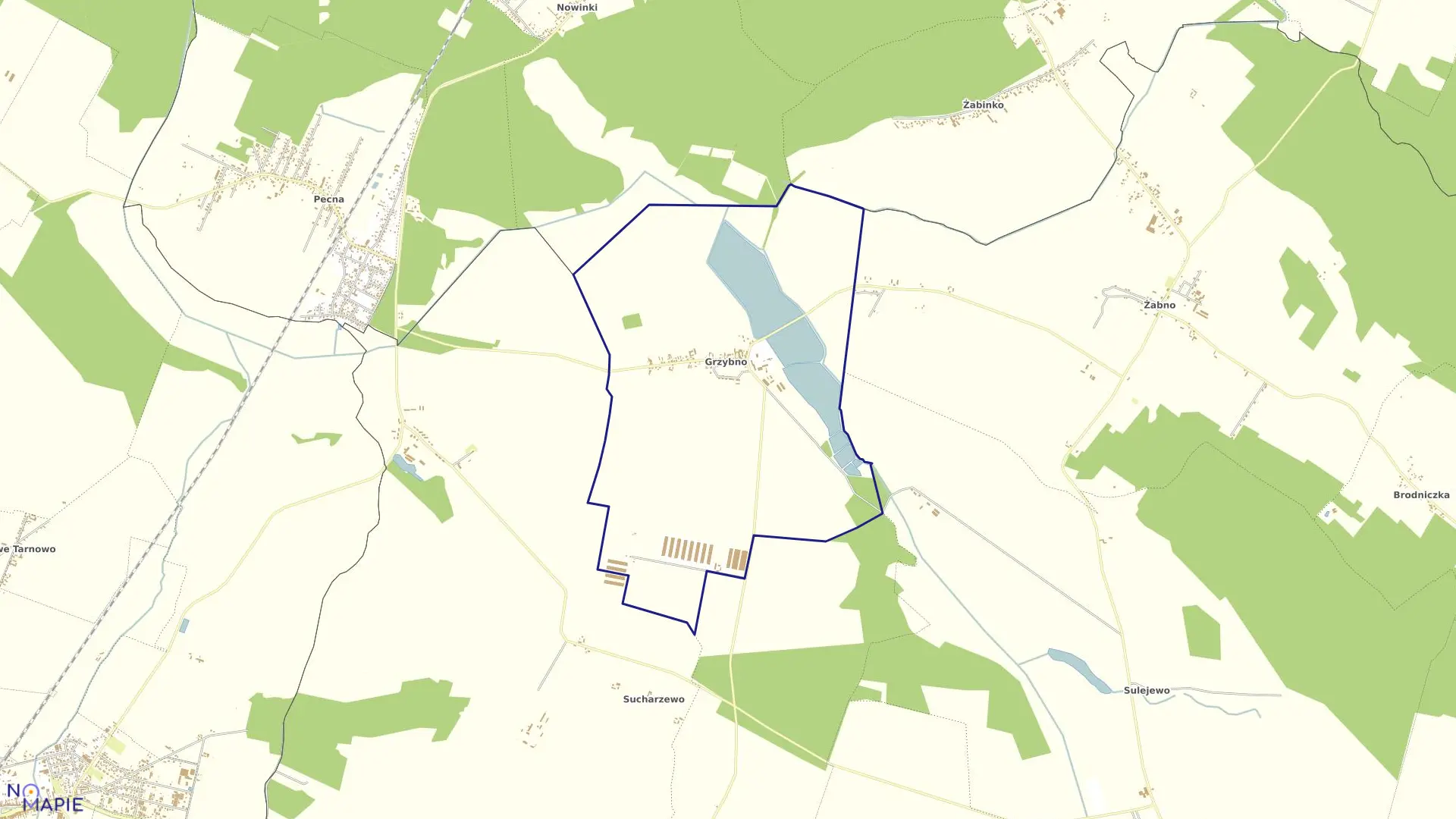 Mapa obrębu GRZYBNO w gminie Brodnica