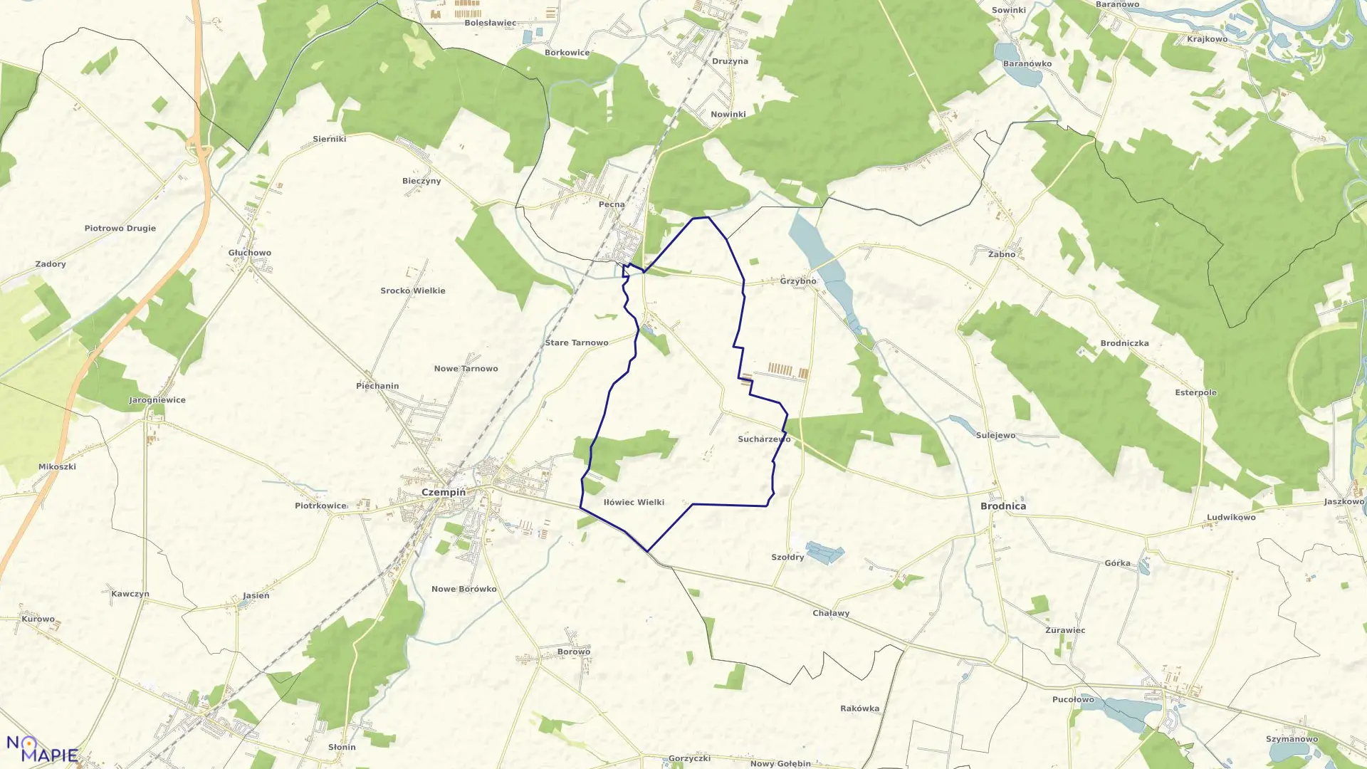 Mapa obrębu IŁÓWIEC w gminie Brodnica