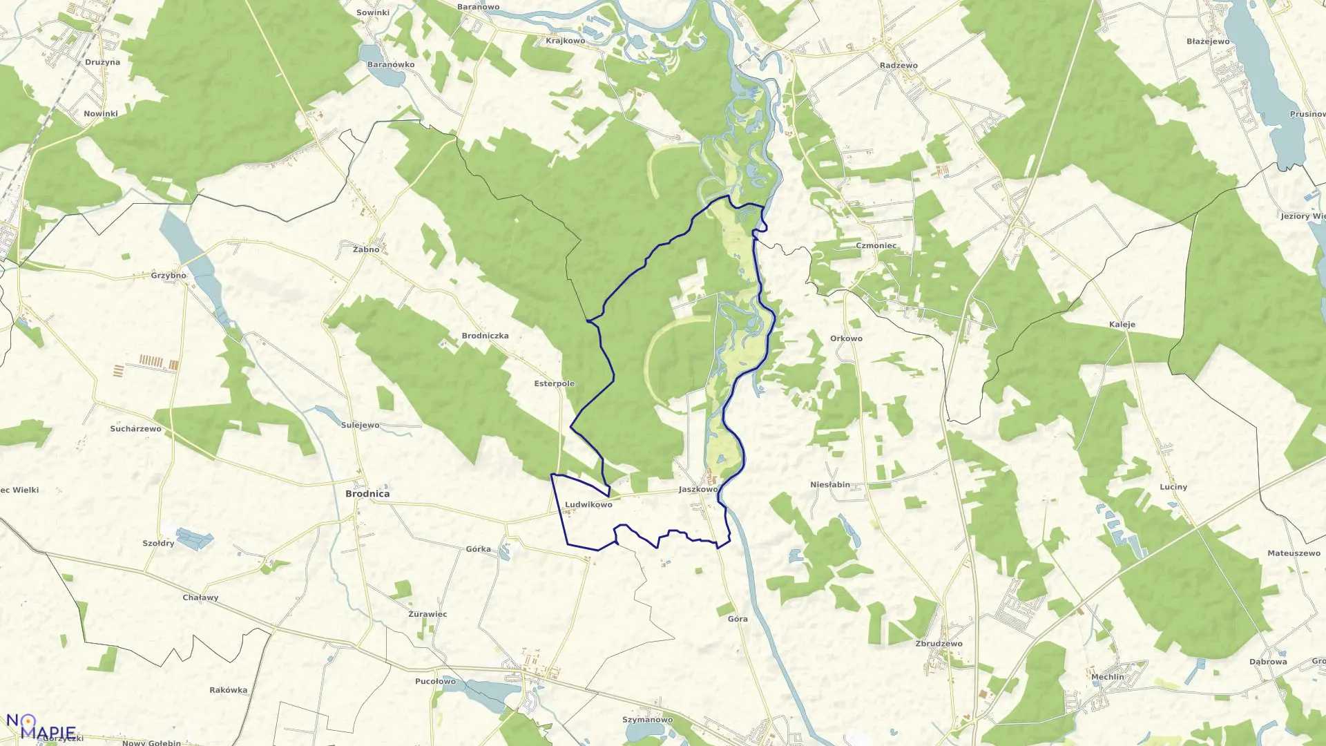 Mapa obrębu JASZKOWO w gminie Brodnica